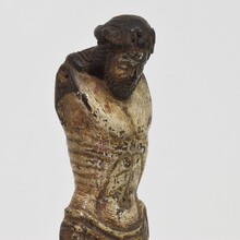Weathered carved wooden Christ fragment, Spain circa 1650-1700