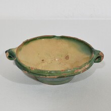 Very small green/yellow glazed terracotta bowl or tian, France circa 1850