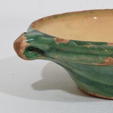 Very small green/yellow glazed terracotta bowl or tian, France circa 1850
