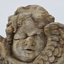 baroque carved oak angel head on wings, France circa 1650-1750