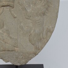 Carved stone coat of arms with unicorn, Italy circa 1650-1750