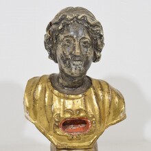 Handcarved wooden reliquary bust, Italy circa 1650-1750