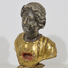 Handcarved wooden reliquary bust, Italy circa 1650-1750