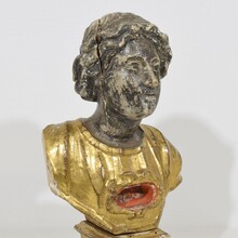 Handcarved wooden reliquary bust, Italy circa 1650-1750