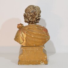Hand carved wooden reliquary bust of a saint, Italy circa 1650-1750
