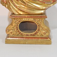 Hand carved wooden reliquary bust of a Saint, Italy circa 1650-1750