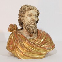 Hand carved wooden reliquary bust of a Saint, Italy circa 1650-1750