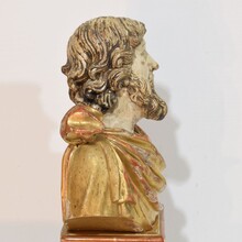 Hand carved wooden reliquary bust of a Saint, Italy circa 1650-1750