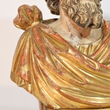 Hand carved wooden reliquary bust of a Saint, Italy circa 1650-1750