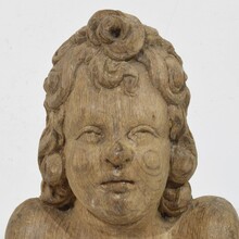 Baroque carved oak angel head on wings, France circa 1650-1700