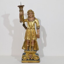 Baroque angel figure with candleholder, Italy circa 1650-1700