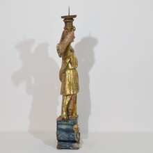 Baroque angel figure with candleholder, Italy circa 1650-1700