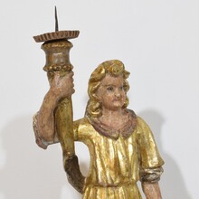 Baroque angel figure with candleholder, Italy circa 1650-1700