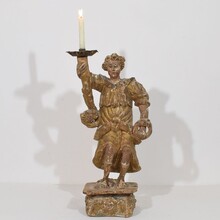Baroque angel figure with candleholder, Italy circa 1650-1700