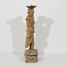 Baroque angel figure with candleholder, Italy circa 1650-1700