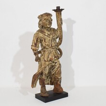Baroque angel figure with candleholder, Italy circa 1650-1700