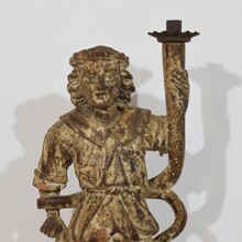 Baroque angel figure with candleholder, Italy circa 1650-1700