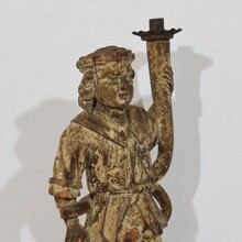 Baroque angel figure with candleholder, Italy circa 1650-1700