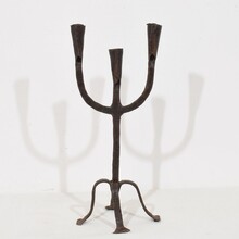 Hand forged iron candleholder, France circa 1750-1850