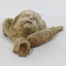 Baroque carved oak angel head on wing, France circa 1750