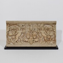 Carved oak panel depicting two angels and an eagle, France circa 1750