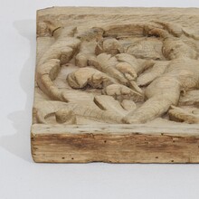 Carved oak panel depicting two angels and an eagle, France circa 1750