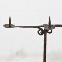 Hand forged iron candleholder, France 18th century