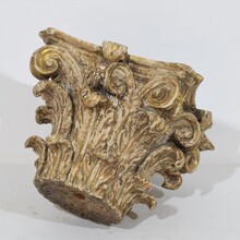 Weathered carved wooden capital, France 18th century