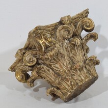 Weathered carved wooden capital, France 18th century