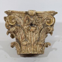 Weathered carved wooden capital, France 18th century