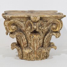 Weathered carved wooden capital, France 18th century