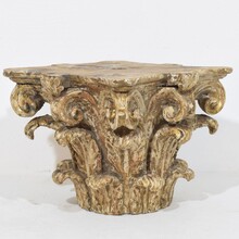 Weathered carved wooden capital, France 18th century