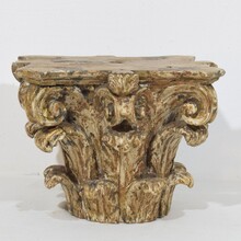 Weathered carved wooden capital, France 18th century