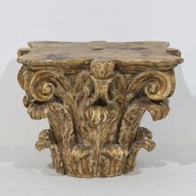 Weathered carved wooden capital, France 18th century