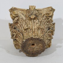 Weathered carved wooden capital, France 18th century