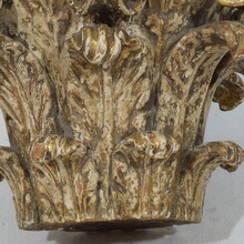 Weathered carved wooden capital, France 18th century