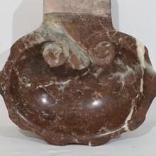 Baroque red marble holy water front or stoup, Italy circa 1750