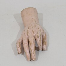 Hand carved wooden baroque hand of a Santos/Saint, Italy circa 1750