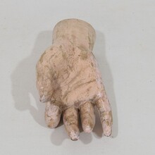 Hand carved wooden baroque hand of a Santos/Saint, Italy circa 1750