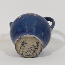 Blue glazed terracotta jug or water cruche, France circa 1850-1900