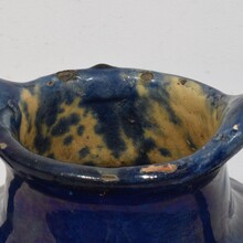 Blue glazed terracotta jug or water cruche, France circa 1850-1900