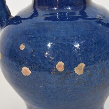 Blue glazed terracotta jug or water cruche, France circa 1850-1900