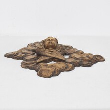 Carved oak winged angel head in clouds ornament, France circa 1800-1850