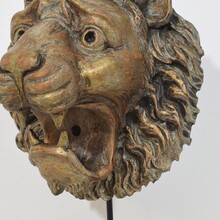 Carved wooden lion head, France circa 1850-1900