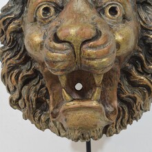 Carved wooden lion head, France circa 1850-1900