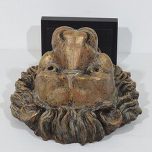 Carved wooden lion head, France circa 1850-1900
