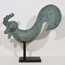 Folk art copper rooster weathervane, France circa 1800-1850