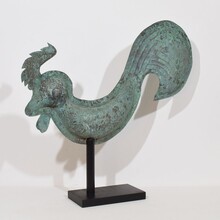 Folk art copper rooster weathervane, France circa 1800-1850