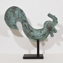 Folk art copper rooster weathervane, France circa 1800-1850