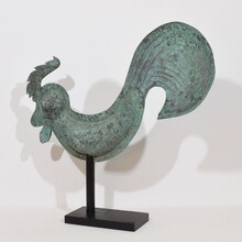 Folk art copper rooster weathervane, France circa 1800-1850